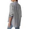 imageQINSEN Oversized Button Down Shirts for Women Long Sleeve Striped Casual Blouse Cotton TopsDove