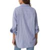 imageQINSEN Oversized Button Down Shirts for Women Long Sleeve Striped Casual Blouse Cotton TopsIndigo