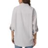 imageQINSEN Oversized Button Down Shirts for Women Long Sleeve Striped Casual Blouse Cotton TopsKhaki