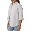 imageQINSEN Oversized Button Down Shirts for Women Long Sleeve Striped Casual Blouse Cotton TopsKhaki