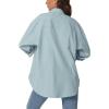 imageQINSEN Oversized Button Down Shirts for Women Long Sleeve Striped Casual Blouse Cotton TopsLight Blue