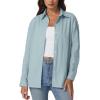 imageQINSEN Oversized Button Down Shirts for Women Long Sleeve Striped Casual Blouse Cotton TopsLight Blue