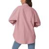 imageQINSEN Oversized Button Down Shirts for Women Long Sleeve Striped Casual Blouse Cotton TopsReddish