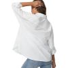 imageQINSEN Oversized Button Down Shirts for Women Long Sleeve Striped Casual Blouse Cotton TopsWhite