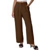 imageQINSEN Wide Leg Dress Pants for Women High Waisted Wrinkle Free Work Pants with Pockets Casual SlackBrown