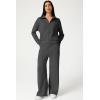 imageQINSEN Womens Cotton 2 Piece Outfits Lapel Long Sleeve Zip Up Sweatshirt Wide Leg Pants Matching Tracksuit SetsDark Grey