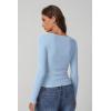 imageQINSEN Womens Long Sleeve T Shirts Crewneck Tight Fitted Rib Knit Y2k Casual Tee TopsLight Blue