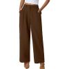 imageQINSEN Wide Leg Dress Pants for Women High Waisted Wrinkle Free Work Pants with Pockets Casual SlackBrown
