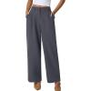 imageQINSEN Wide Leg Dress Pants for Women High Waisted Wrinkle Free Work Pants with Pockets Casual SlackDark Grey