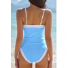 image:imageQINSEN Color Block Bathing Suits for Women Spaghetti Straps Tummy Control Square Neck One Piece SwimsuitAiry Blue