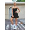 image:imageQINSEN Strappy Square Neck Tennis Dress for Womens Pleated Built in Shorts Golf Atheletic Dress with PocketsBlack
