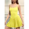 image:imageQINSEN Strappy Square Neck Tennis Dress for Womens Pleated Built in Shorts Golf Atheletic Dress with PocketsLight Blue
