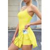 image:imageQINSEN Strappy Square Neck Tennis Dress for Womens Pleated Built in Shorts Golf Atheletic Dress with PocketsLight Yellow