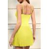 image:imageQINSEN Strappy Square Neck Tennis Dress for Womens Pleated Built in Shorts Golf Atheletic Dress with PocketsLight Yellow