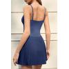 image:imageQINSEN Strappy Square Neck Tennis Dress for Womens Pleated Built in Shorts Golf Atheletic Dress with PocketsNavy