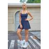 image:imageQINSEN Strappy Square Neck Tennis Dress for Womens Pleated Built in Shorts Golf Atheletic Dress with PocketsNavy