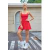 image:imageQINSEN Strappy Square Neck Tennis Dress for Womens Pleated Built in Shorts Golf Atheletic Dress with PocketsRed