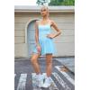 image:imageQINSEN Strappy Square Neck Tennis Dress for Womens Pleated Built in Shorts Golf Atheletic Dress with PocketsSky Blue