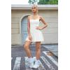 image:imageQINSEN Strappy Square Neck Tennis Dress for Womens Pleated Built in Shorts Golf Atheletic Dress with PocketsWhite