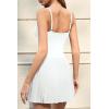 image:imageQINSEN Strappy Square Neck Tennis Dress for Womens Pleated Built in Shorts Golf Atheletic Dress with PocketsWhite