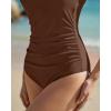 image:imageQINSEN Womens Square Neck One Piece Swimsuit Open Back Side Ruched Bathing Suit Tummy Control Slimming SwimwearBrown