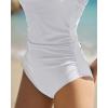 image:imageQINSEN Womens Square Neck One Piece Swimsuit Open Back Side Ruched Bathing Suit Tummy Control Slimming SwimwearWhite