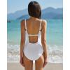 image:imageQINSEN Womens Square Neck One Piece Swimsuit Open Back Side Ruched Bathing Suit Tummy Control Slimming SwimwearWhite
