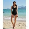 image:imageQINSEN Womens Tankini Swimsuits Two Piece Tummy Control Twist Front Ruched Bathing Suit with High Waisted BottomBlack