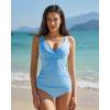 image:imageQINSEN Womens Tankini Swimsuits Two Piece Tummy Control Twist Front Ruched Bathing Suit with High Waisted BottomLight Blue
