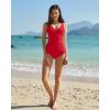 image:imageQINSEN Womens Tankini Swimsuits Two Piece Tummy Control Twist Front Ruched Bathing Suit with High Waisted BottomRed