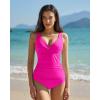 image:imageQINSEN Womens Tankini Swimsuits Two Piece Tummy Control Twist Front Ruched Bathing Suit with High Waisted BottomRosy
