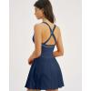 image:imageQINSEN Womens V Neck Pleated Tennis Dresses Built in Shorts Cross Back Sleeveless Athletic Dress with PocketsEstate Blue