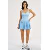 image:imageQINSEN Womens V Neck Pleated Tennis Dresses Built in Shorts Cross Back Sleeveless Athletic Dress with PocketsLight Blue