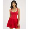 image:imageQINSEN Womens V Neck Pleated Tennis Dresses Built in Shorts Cross Back Sleeveless Athletic Dress with PocketsRed