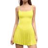 image:imageQINSEN Strappy Square Neck Tennis Dress for Womens Pleated Built in Shorts Golf Atheletic Dress with PocketsLight Blue