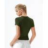 image:imageQINSEN Womens Crewneck Short Sleeve T Shirts Ribbed Button Going Out Trendy TopsArmy Green