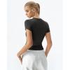 image:imageQINSEN Womens Crewneck Short Sleeve T Shirts Ribbed Button Going Out Trendy TopsDark Grey