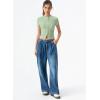 image:imageQINSEN Womens Crewneck Short Sleeve T Shirts Ribbed Button Going Out Trendy TopsLight Green