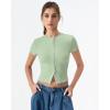 image:imageQINSEN Womens Crewneck Short Sleeve T Shirts Ribbed Button Going Out Trendy TopsLight Green