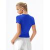 image:imageQINSEN Womens Crewneck Short Sleeve T Shirts Ribbed Button Going Out Trendy TopsSapphire Blue