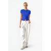 image:imageQINSEN Womens Crewneck Short Sleeve T Shirts Ribbed Button Going Out Trendy TopsSapphire Blue