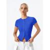 image:imageQINSEN Womens Crewneck Short Sleeve T Shirts Ribbed Button Going Out Trendy TopsSapphire Blue
