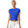 image:imageQINSEN Womens Crewneck Short Sleeve T Shirts Ribbed Button Going Out Trendy TopsSapphire Blue