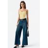 image:imageQINSEN Womens Cross Back Tank Top V Neck Double Lined Camisole Top Sleeveless Spaghetti Strap Going Out TopsBaby Yellow