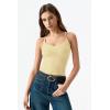 image:imageQINSEN Womens Cross Back Tank Top V Neck Double Lined Camisole Top Sleeveless Spaghetti Strap Going Out TopsBaby Yellow