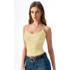 image:imageQINSEN Womens Cross Back Tank Top V Neck Double Lined Camisole Top Sleeveless Spaghetti Strap Going Out TopsBaby Yellow