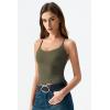image:imageQINSEN Womens Cross Back Tank Top V Neck Double Lined Camisole Top Sleeveless Spaghetti Strap Going Out TopsOlive Green