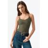 image:imageQINSEN Womens Cross Back Tank Top V Neck Double Lined Camisole Top Sleeveless Spaghetti Strap Going Out TopsOlive Green