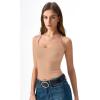 image:imageQINSEN Womens Cross Back Tank Top V Neck Double Lined Camisole Top Sleeveless Spaghetti Strap Going Out TopsTan
