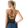 image:imageQINSEN Womens Cross Back Tank Top V Neck Double Lined Camisole Top Sleeveless Spaghetti Strap Going Out TopsOlive Green